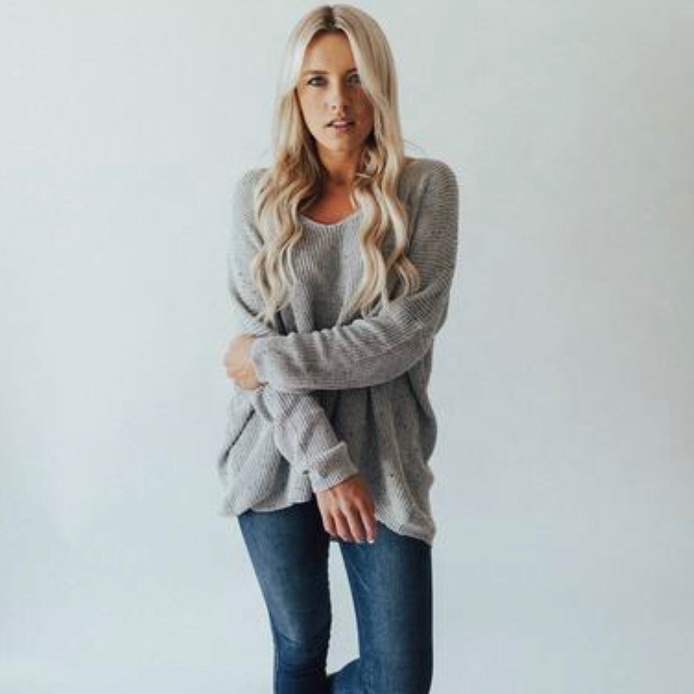 Carly Jean Los Angeles (CJLA) “Rhea” grey sweater